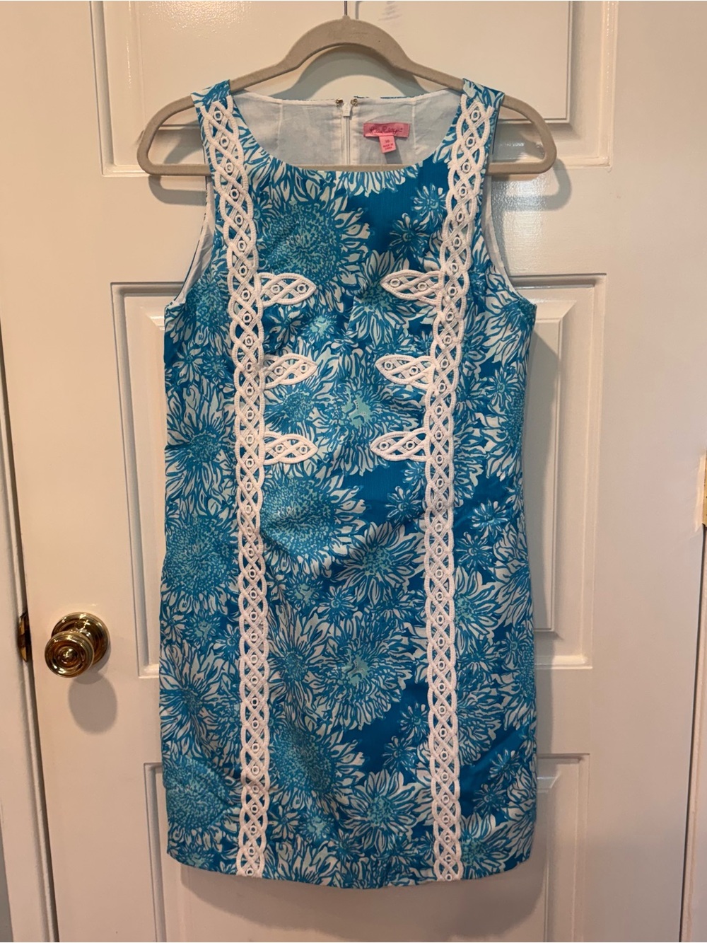 Lilly Pulitzer Turquoise and White Floral Sheath